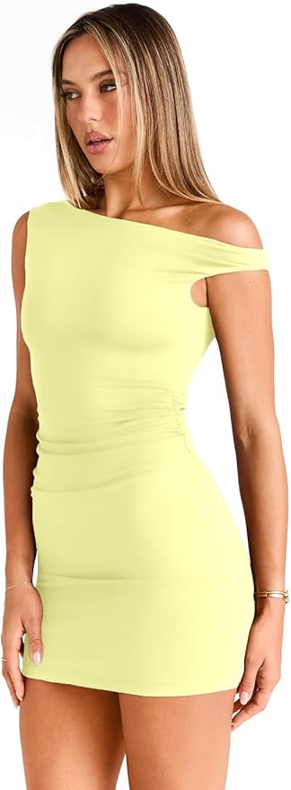 Trendy Queen Womens Mini Summer Dresses 2026 Going Out Off The Shoulder Bodycon Sexy Party Club Spring Fashion Outfits