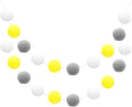 uxcell 2pcs Pom Pom Garland 6.6 Ft 30 Balls Colorful Felt Ball Garland for Wall Christmas Tree Decor Birthday Banner Easter Party Decorations, White, Yellow, Grey