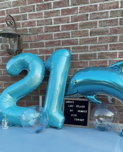 40 Inch Big Pearl Blue Number 2 Balloon Birthday Decoration, Number 2 Helium Balloon 12 20 22 23 24 26 28 32 42 Celebration, Boy Girl Baby Anniversary Party Graduations Supplies Decorations