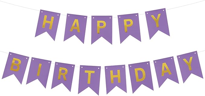 ZHENGYE Happy Birthday Banner Purple Birthday Decoration Sign Birthday Party Decorations Supplies