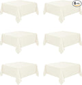 Fitable 6 Pack Square Tablecloths - 70 x 70 Inches - Stain Resistant and Reusable Table Clothes, Ivory Polyester Fabric Table Covers for Dining, Card Tables, Coffee Tables