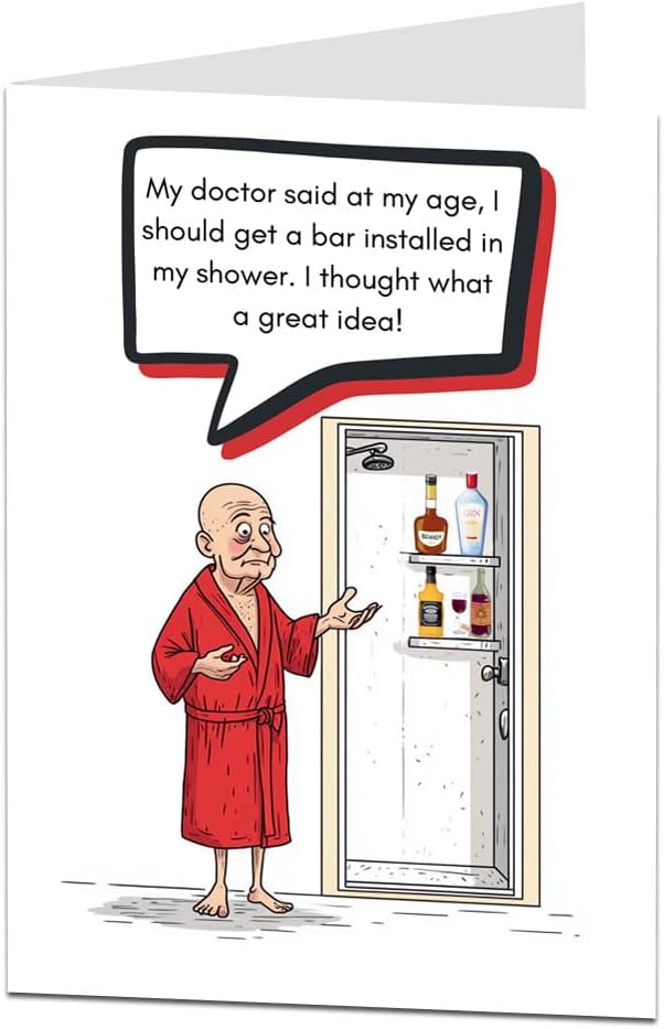 LimaLima Funny Birthday Card For Men Large 5.5 x 8.5 Shower Bar Design For Him Perfect For Husband Dad Brother