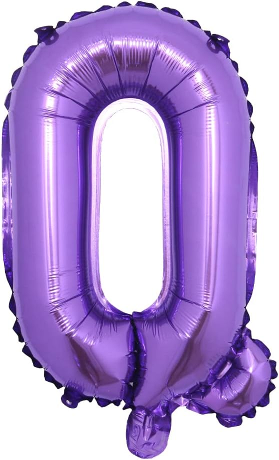 16 inch Purple Alphabet Letter and Number Balloons Set Package, Aluminum Hanging Foil Film Banner Mylar Balloon for Birthday Party Decoration Custom Word (A-Z, 0-9) (16 Inch Purple Q)