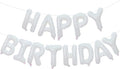 KALOR White Happy Birthday Balloons Banner, 16 Inch Mylar Foil Letters Balloon Sign for Birthday Party Decorations Photo Booth Backdrop