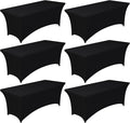 Pureegg Spandex Tablecloth 8ft - 6 Pack, Fitted and Stretch Table Cover for Rectangle Tables, Wrinkle-Resistant and Secure Fabric for Outdoor, Picnic, Party, Wedding, Banquet and Birthday, Black
