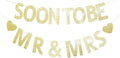 Soon to Be Mr & Mrs Gold Glitter Banner Sign Garland for Bridal Shower, Wedding Engagement, Bachelorette Party Decorations