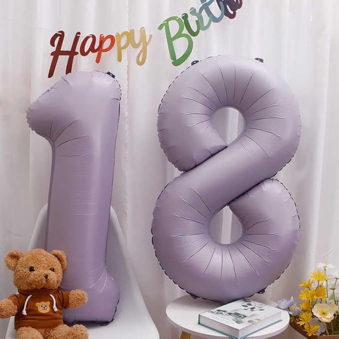 Lilac 8 Balloon, Number Balloons 40 Inch, 8th Birthday Decorations for Girls, Lavender Birthday Balloons, Lavender Party Supplies, Number 8 Balloon