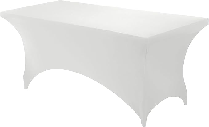 Utopia Kitchen Spandex Tablecloth 1 Pack [8FT, White] Tight, Fitted, Washable and Wrinkle Resistant Stretch Rectangular Patio Table Cover for Event, Wedding, Banquet & Parties [96Lx30Wx30H Inch]