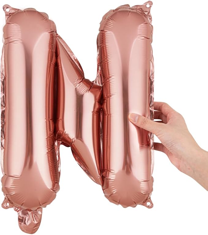 Restaurantware-Balloonify 16 Inch Letter Balloon, 1 Alphabet Party Balloon - Letter N, Self-Sealing, Rose Gold Foil Mylar Finish, Hanging Loop, Decoration For Birthday, Wedding, Or Graduation