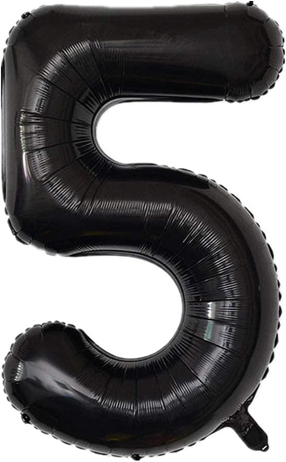 40 Inch Large Foil Helium Number Balloon Birthday Wedding Party 0-9 (Black, 5)