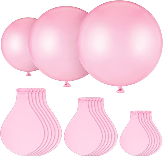 18 Pack 18/24 / 36 Inch Balloons Large Latex Giant Round Big Macaron Balloons for Wedding Birthday Party Baby Shower Decorations(Pink)