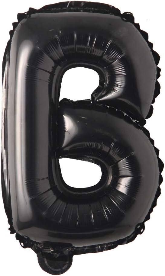 16" inch Single Black Alphabet Letter number Balloons Aluminum Hanging Foil Film Balloon Wedding Birthday party decoration banner Air Mylar Balloons (16 inch Black B)