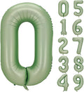 Sage Green Number Balloons Birthday Party Decorations Sign 40 inch, Large Number 0 Balloon