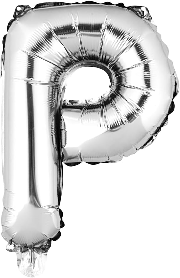 Restaurantware-Balloonify 16 Inch Letter Balloon, 1 Alphabet Party Balloon - Letter P, Self-Sealing, Silver Foil Mylar Finish, Hanging Loop, Decoration For Birthday, Wedding, Or Graduation