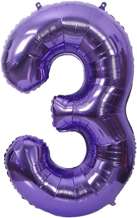 40 Inch Large Foil Helium Number Balloon Birthday Wedding Party 0-9 (Purple, 3)
