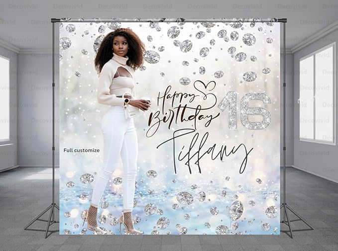 Custom Happy Birthday Vinyl Banner Sign, Personalized Party Backdrop, Gift, and Decoration - From NiceMemoryLLC. (Glitter Themes)