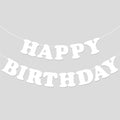 White Happy Birthday Banner Sign Birthday Backdrop Party Supplies for Kids Boys Girls Birthday Party Decorations