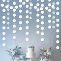 Shining White Circle Dots Hanging Garland Sparkling White Circle Dots Hanging Streamer Glitter Bunting Banner Backdrop for Wedding Baby Shower Birthday Xmas Decor 40 Feet