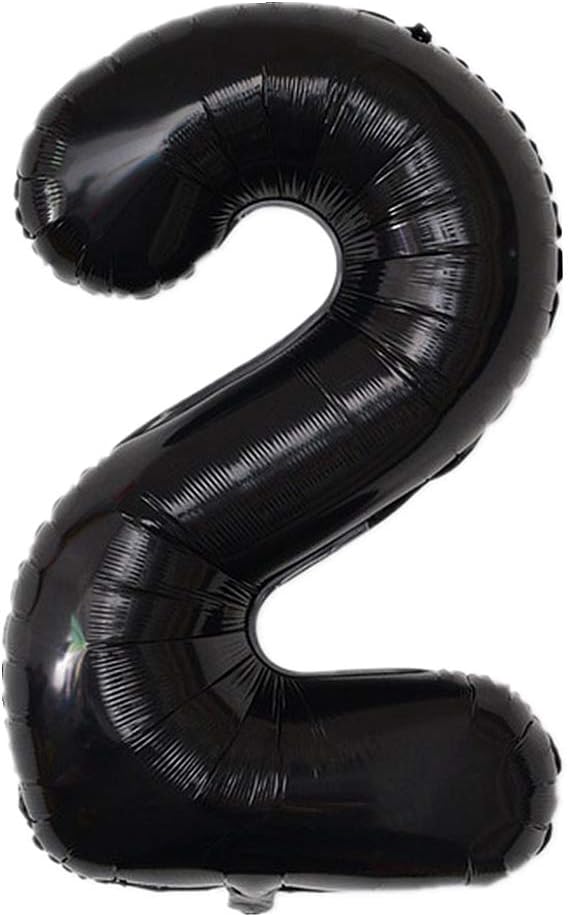 YPSelected 32 Inch Large Foil Helium Number Balloon Birthday Wedding Party 0-9 (Black, 2)