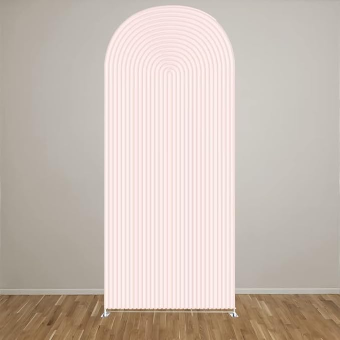 HUAYI Flesh Pink Ripples Pattern Arch Backdrop Cover for Birthday Party Wedding Baby Shower Decorations Chiara Backdrops Arched Wall Frame Stands Covers Props GP-459 3ft * 5ft