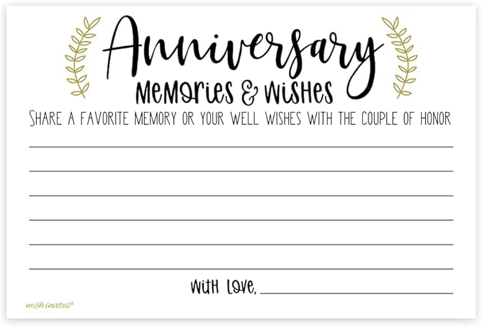 m&h invites Laurel Anniversary Memories and Wishes Cards (50 Count)
