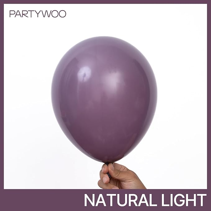 PartyWoo Dusty Purple Balloons 50 pcs 12 Inch Matte Mauve Dark Purple Latex Helium Balloons for Wedding Baby Shower Gender Reveal Graduation Butterfly Birthday Party Decorations Purple-F50