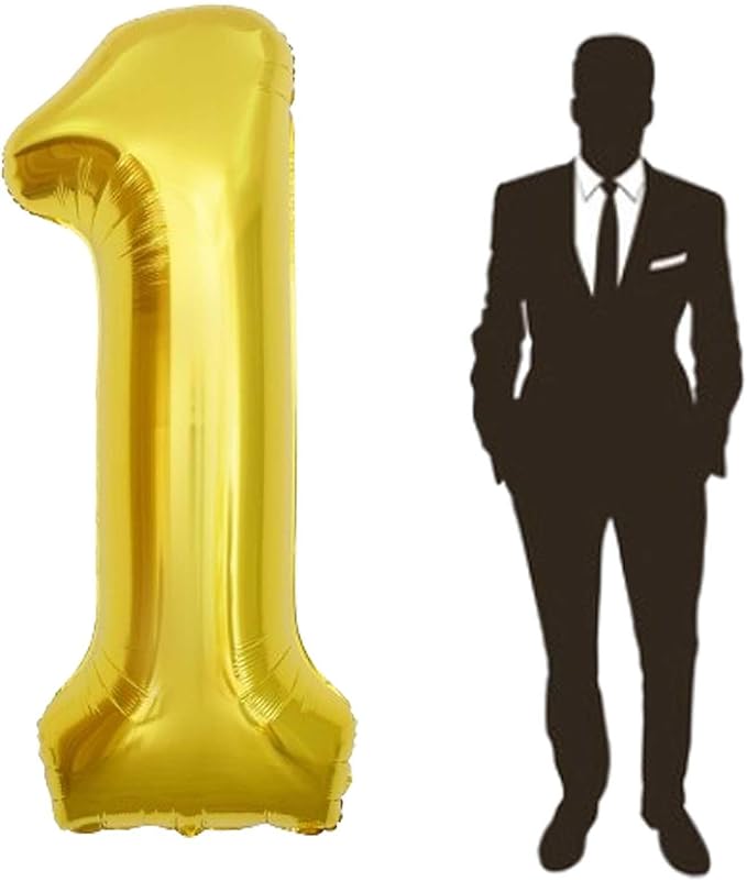 65 Inch Giant gold Foil Number Balloon,Old Children's Birthday Party Helium Balloon Wedding And Celebration Themed Party Decoration Supplies (1 Plus)