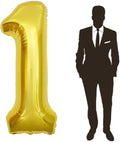 65 Inch Giant gold Foil Number Balloon,Old Children's Birthday Party Helium Balloon Wedding And Celebration Themed Party Decoration Supplies (1 Plus)