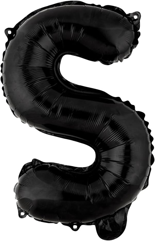 Restaurantware-Balloonify 16 Inch Letter Balloon, 1 Alphabet Party Balloon - Letter S, Self-Sealing, Black Foil Mylar Finish, Hanging Loop, Decoration For Birthday, Wedding, Or Graduation