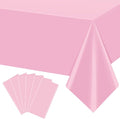 6Pcs Light Pink Tablecloth,Disposable Plastic Tablecloths,Waterproof Pink Rectangle Table Cover for Graduation Birthdays Weddings Anniversary Party Decorations,54 x 108 Inch