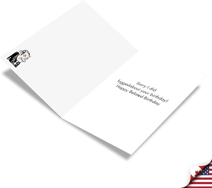 NobleWorks - 1 Humor Belated Birthday Card with Envelope - Funny Cartoons for Birthday Greetings, Celebration Notecard - Fuggedabouting Things C8828BEG