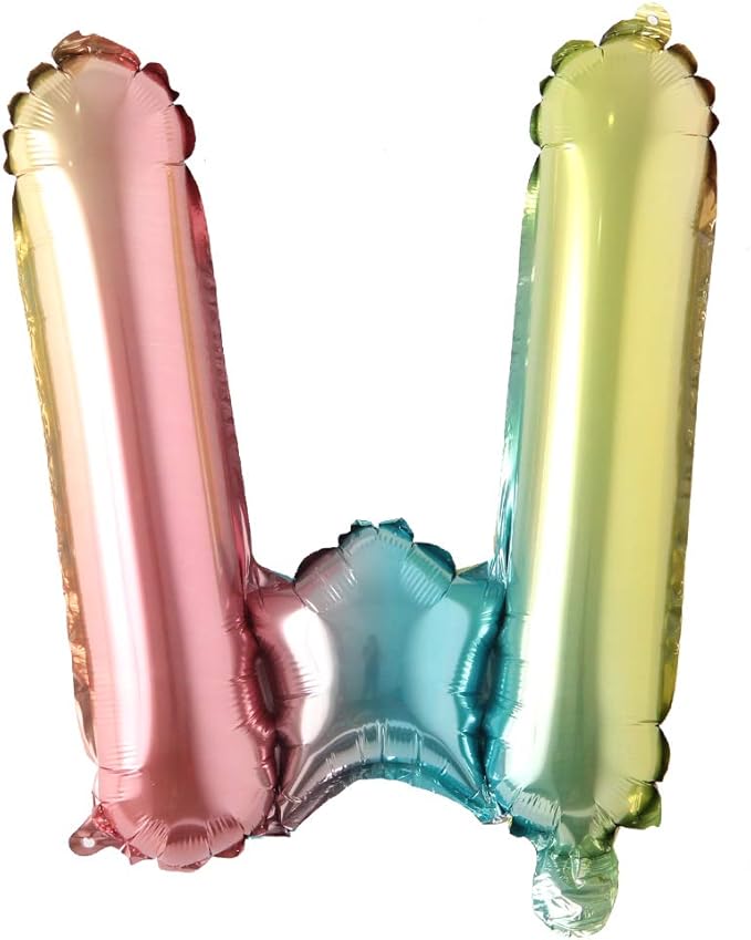 16 inch gradient rainbow Letter number balloons unicorn party foil balloon baby shower 1 birthday party decorations kids numbers Air ball (16 Inch Rainbow W)