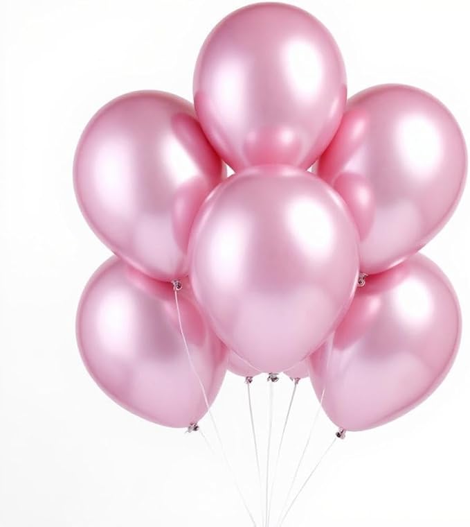 50 Pcs 12 Inch Metallic Pink Balloons, Chrome Pink Valentine's Day Balloons, Shiny Romantic Latex Balloons for Proposal, Anniversary, Sweethearts' Party, Engagement & Wedding Decorations