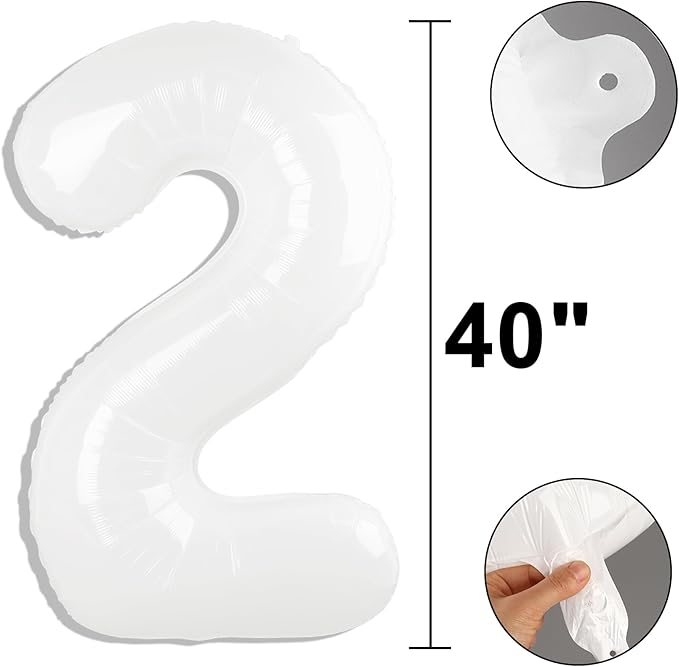 40 Inch White 2 Balloon Number Big Foil Helium Number Balloons 2 12 21st Birthday Party Decorations for Boy or Girl Huge Mylar Anniversary Party Supplies