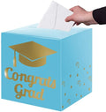 Graduation Card Box Holder, Congrats Grad Foldable Cardboard Decorations Box for Graduation Party Decoration and Grad Parties (Sky Blue)