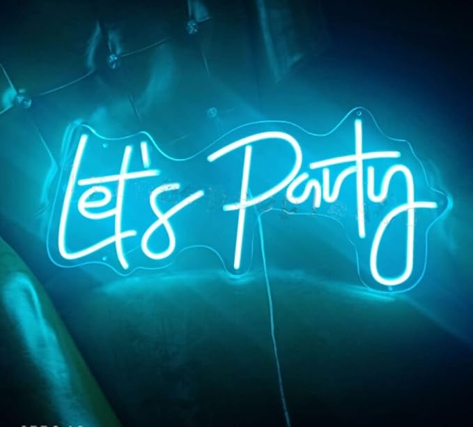 Ulalaza LED Neon Sign Night Light for Wall Party Décor Bedroom Room Bar Wedding Home Birthday Art Decoration Christmas with USB Chain Light modulator 5v (lets party blue)