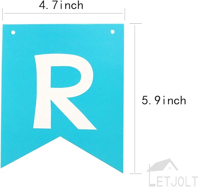 Mint Blue Happy Birthday Banner Signs Supplies for Boy Birthday Party Decorations Nursery Decor 13 Pieces