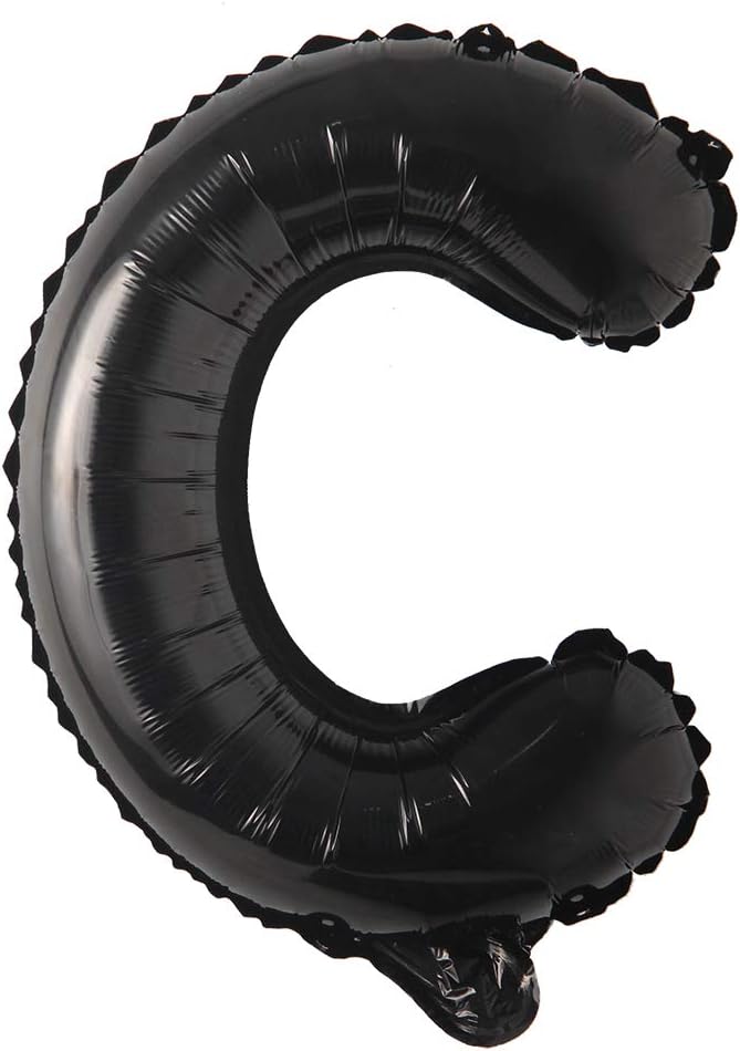 16" inch Single Black Alphabet Letter number Balloons Aluminum Hanging Foil Film Balloon Wedding Birthday party decoration banner Air Mylar Balloons (16 inch Black C)