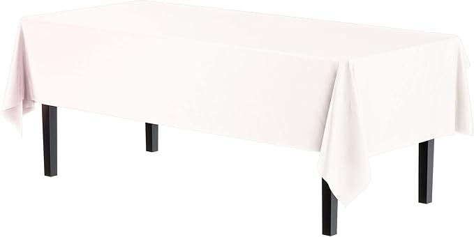 Exquisite Party Solids 6-Pack Premium Plastic Tablecloth 54in. x 108in. Rectangle Plastic Table Cover - White