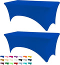 Table Covers for 6 Foot Tables, 2 Pack Royal Blue Washable and Wrinkle Resistant Stretch Tablecloths Rectangle 6ft for Events, Wedding, Banquets, Parties