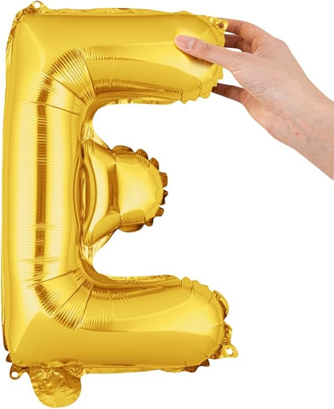 Restaurantware-Balloonify 16 Inch Letter Balloon, 1 Alphabet Party Balloon - Letter E, Self-Sealing, Gold Foil Mylar Finish, Hanging Loop, Decoration For Birthday, Wedding, Or Graduation