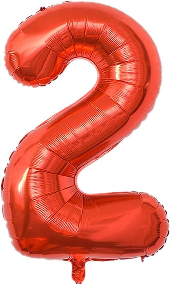 40 Inch Large Foil Helium Number Balloon Birthday Wedding Party 0-9 (Red, 2)