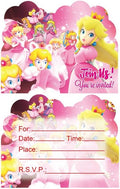 LEOWEST 20pcs Princess Peach Birthday Party Invitations,Princess Peach Invitations Birthday Party Supplies Decoration (Invitations3)