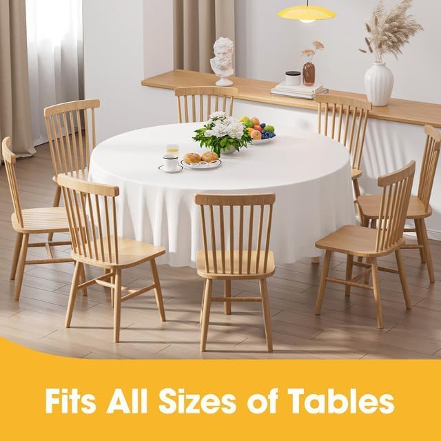 White Plastic Table Cloth - 4 Pack 84" Round Disposable Tablecloths for Round Tables, Table Cover for Holiday Parties & Gatherings
