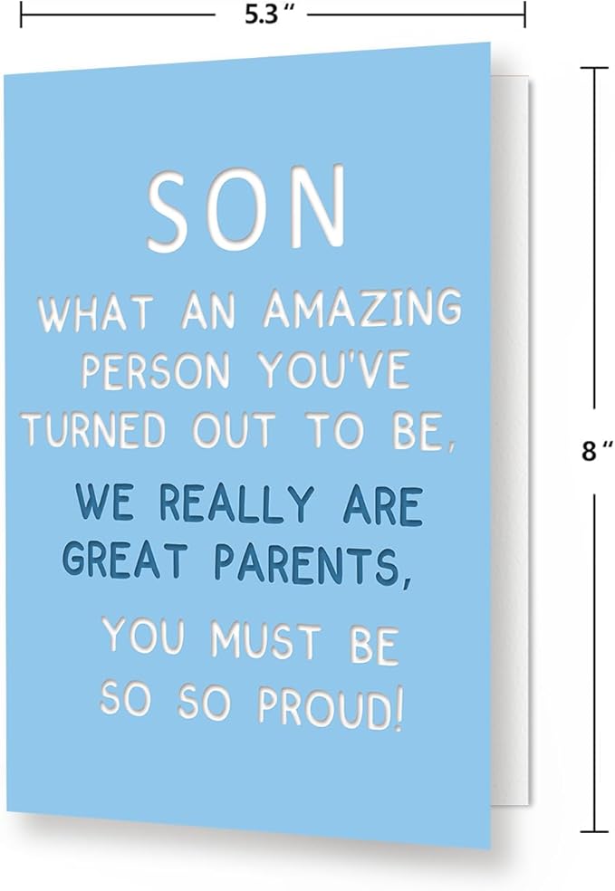 Funny To My Son Birthday Card, Birthday Card for Son, Humorous Gift for 16th, 18th, 21st, 30th Son Birthday, Son Birthday Card from Mom Dad, Birthday Card Son Adult Gift Idea