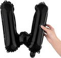 Restaurantware-Balloonify 16 Inch Letter Balloon, 1 Alphabet Party Balloon - Letter W, Self-Sealing, Black Foil Mylar Finish, Hanging Loop, Decoration For Birthday, Wedding, Or Graduation