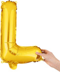 Restaurantware-Balloonify 16 Inch Letter Balloon, 1 Alphabet Party Balloon - Letter L, Self-Sealing, Gold Foil Mylar Finish, Hanging Loop, Decoration For Birthday, Wedding, Or Graduation