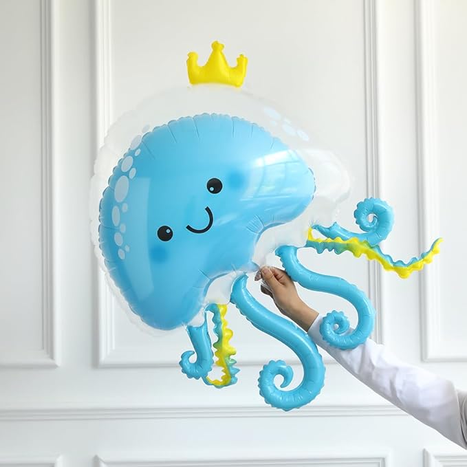 Under the Sea Party Decoration,162Pcs Mix Sky Royal Blue Balloon Arch Kit with Bubbles Starfish Shark Jellyfish Foil Balloon for Sea Animal Ocean Theme Birthday Baby Shower Beach Pool Party Supplies