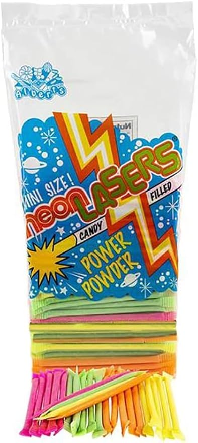 Neon Laser Straws, Straws Filled with Candy Powder, Bulk Candy Party Favor (2880-Pack)