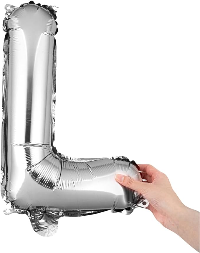 Restaurantware Balloonify 16 Inch Letter Balloon 1 Alphabet Party Balloon - Letter L Self-Sealing Silver Foil Mylar Balloon Hanging Film Decoration For Birthday Wedding Or Graduation